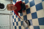 Oli with the dustpan and brush - 27th June