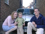 With Auntie Ellie and Daniel in front of their mini