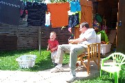 Oli and Gramps in our back garden