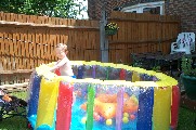 In the paddling pool when Phil came to visit